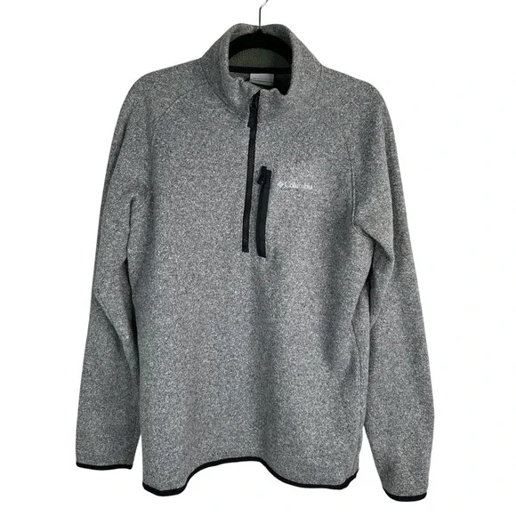 Columbia Mens M Sweater Weather Half Zip Sweatshirt Cotton Fleece Pullover Gray - Picture 1 of 7